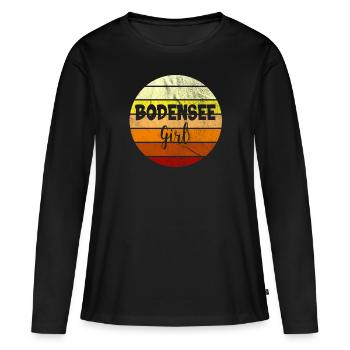 Bodensee Girl retro Geschenk - Frauen Premium Bio Langarmshirt - Schwarz - Vorne - Julia (174cm)