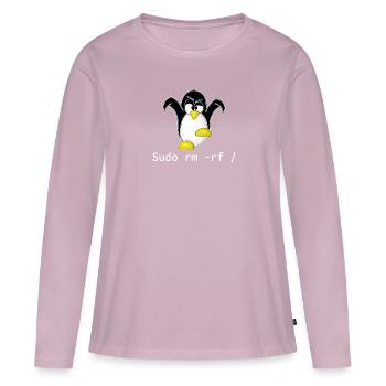 Tux Linux Penguin Sudo Rm Rf | Computer Geek Hack - Women's Premium Organic Long Sleeve Shirt - dusky pink - Front - Julia (174cm)