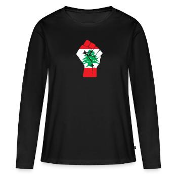 Liban Manifestation Révolution du drapeau libanais - T-shirt manches longues Premium bio Femme - noir - Devant - Julia (174cm)