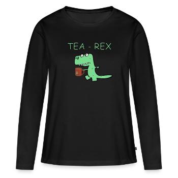 TEA REX - T-shirt manches longues Premium bio Femme - noir - Devant - Julia (174cm)