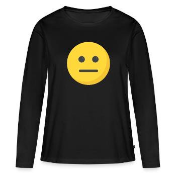 Emoticon drôle avec un visage neutre - T-shirt manches longues Premium bio Femme - noir - Devant - Julia (174cm)