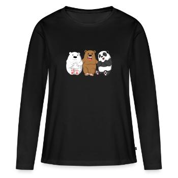 Ours ours bandit ours panda ours polaire ours brun - T-shirt manches longues Premium bio Femme - noir - Devant - Julia (174cm)