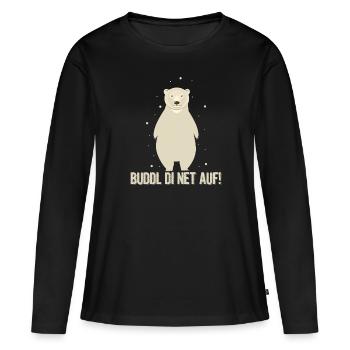 Buddl Di Net On Hustinettenbär - Women's Premium Organic Long Sleeve Shirt - black - Front - Julia (174cm)