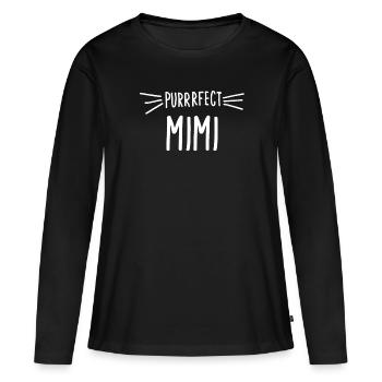 Mimi Cadeau Mignon Parfait Mimi Cat Lover produit - T-shirt manches longues Premium bio Femme - noir - Devant - Julia (174cm)