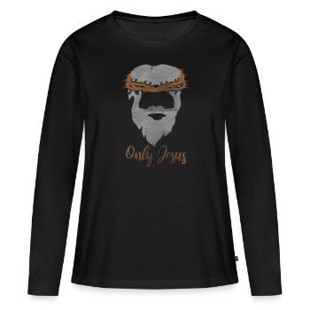 Jésus - seul Jésus - T-shirt manches longues Premium bio Femme - noir - Devant - Julia (174cm)
