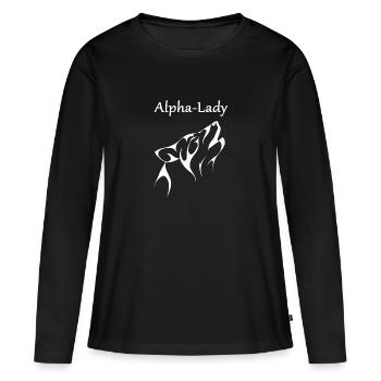 Wolf Alpha Women Lady self-conscious - Women's Premium Organic Long Sleeve Shirt - black - Front - Julia (174cm)