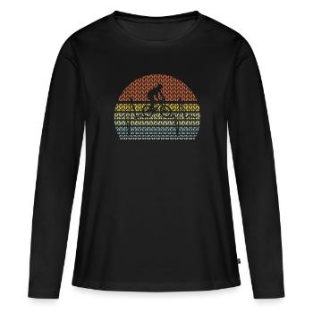 BM HEARTBEAT Battement de cœur - T-shirt manches longues Premium bio Femme - noir - Devant - Julia (174cm)