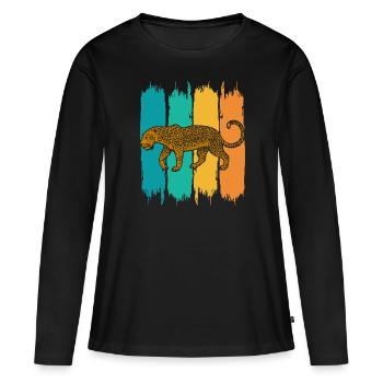 léopard - T-shirt manches longues Premium bio Femme - noir - Devant - Julia (174cm)