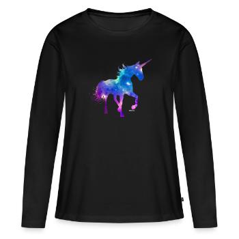 Coloré arc-en-ciel douce idée cadeau licorne - T-shirt manches longues Premium bio Femme - noir - Devant - Julia (174cm)