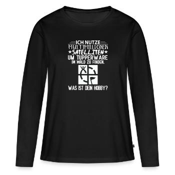 multimillionen satelliten hobby geocaching spruch - Frauen Premium Bio Langarmshirt - Schwarz - Vorne - Julia (174cm)