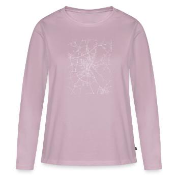 Carte et rues de la ville Minimal Magdeburg - T-shirt manches longues Premium bio Femme - rose poudré - Devant - Julia (174cm)