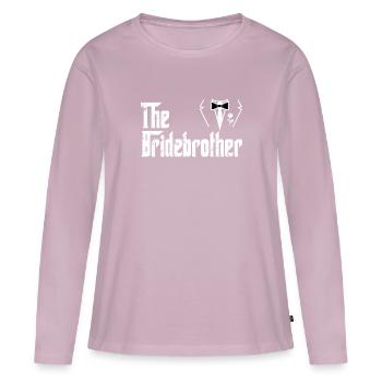 Frère de la mariée cadeau de mariage fiancé - T-shirt manches longues Premium bio Femme - rose poudré - Devant - Julia (174cm)