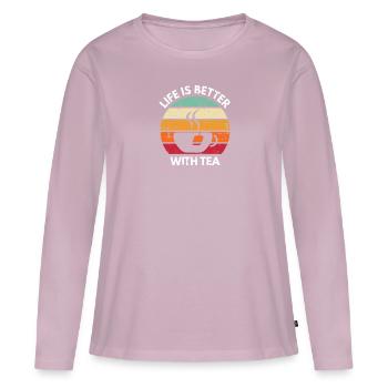 Matcha Grüner Tee Trinker Geschenk Green Tea - Frauen Premium Bio Langarmshirt - Altrosa - Vorne - Julia (174cm)