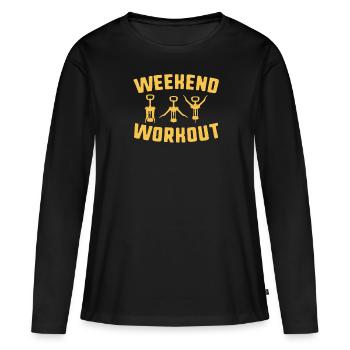 Tire-bouchon pour entraînement de fin de semaine - T-shirt manches longues Premium bio Femme - noir - Devant - Julia (174cm)
