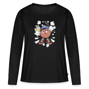 Donut Polizist Süßigkeiten Polizei Eiscreme Eis - Frauen Premium Bio Langarmshirt - Schwarz - Vorne - Julia (174cm)