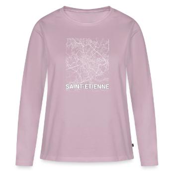 Saint-Étienne city map and streets - Women's Premium Organic Long Sleeve Shirt - dusky pink - Front - Julia (174cm)