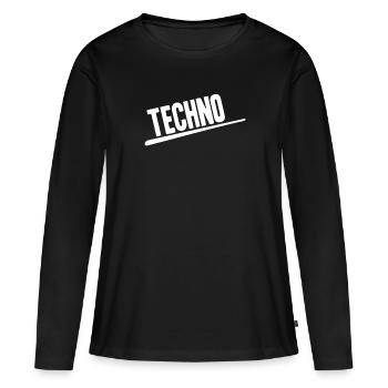 Techno - T-shirt manches longues Premium bio Femme - noir - Devant - Julia (174cm)