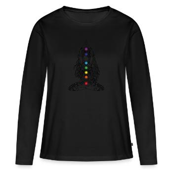 Les sept chakras - T-shirt manches longues Premium bio Femme - noir - Devant - Julia (174cm)