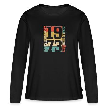 Awesome since 1973, Legend since 1973 - Frauen Premium Bio Langarmshirt - Schwarz - Vorne - Julia (174cm)