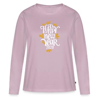 Bonne année 2020 feux d'artifice arrondis - T-shirt manches longues Premium bio Femme - rose poudré - Devant - Julia (174cm)