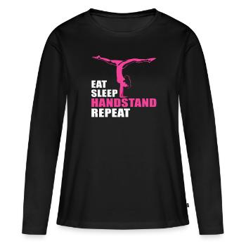 Mangez le sommeil avec le poirier et répétez le cadeau de gymnastique - T-shirt manches longues Premium bio Femme - noir - Devant - Julia (174cm)