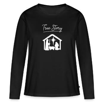 Christian Christmas True Story Jesus Celebrate - T-shirt manches longues Premium bio Femme - noir - Devant - Julia (174cm)