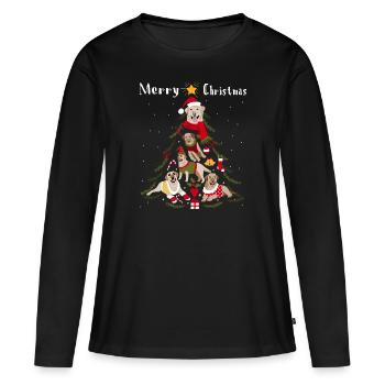Labrador Retriever Weihnachtsbaum Hund Weihnachten - Frauen Premium Bio Langarmshirt - Schwarz - Vorne - Julia (174cm)