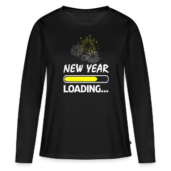 SILVESTER - Frauen Premium Bio Langarmshirt - Schwarz - Vorne - Julia (174cm)