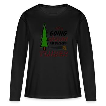 Ça descend, je crie du gruau de bois - T-shirt manches longues Premium bio Femme - noir - Devant - Julia (174cm)