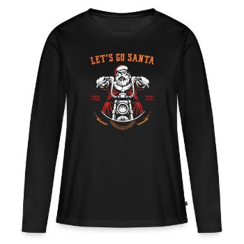 Biker Santa Claus I Santa Claus on Motorcycle - T-shirt manches longues Premium bio Femme - noir - Devant - Julia (174cm)