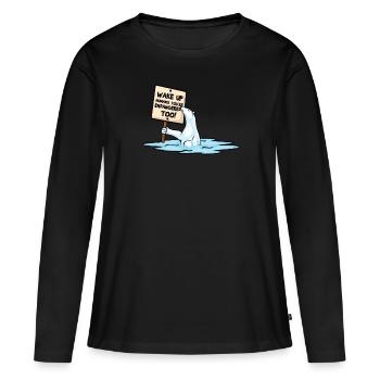 Les ours polaires et les personnes en voie d'extinction sont menacés par le climat - T-shirt manches longues Premium bio Femme - noir - Devant - Julia (174cm)