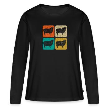 Rectangle de mouton Vintage mouton - cadeau drôle - T-shirt manches longues Premium bio Femme - noir - Devant - Julia (174cm)