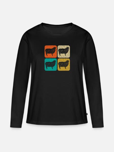 Sheep Vintage Sheep Rectangle - Funny Gift - Women's Premium Organic Long Sleeve Shirt - black