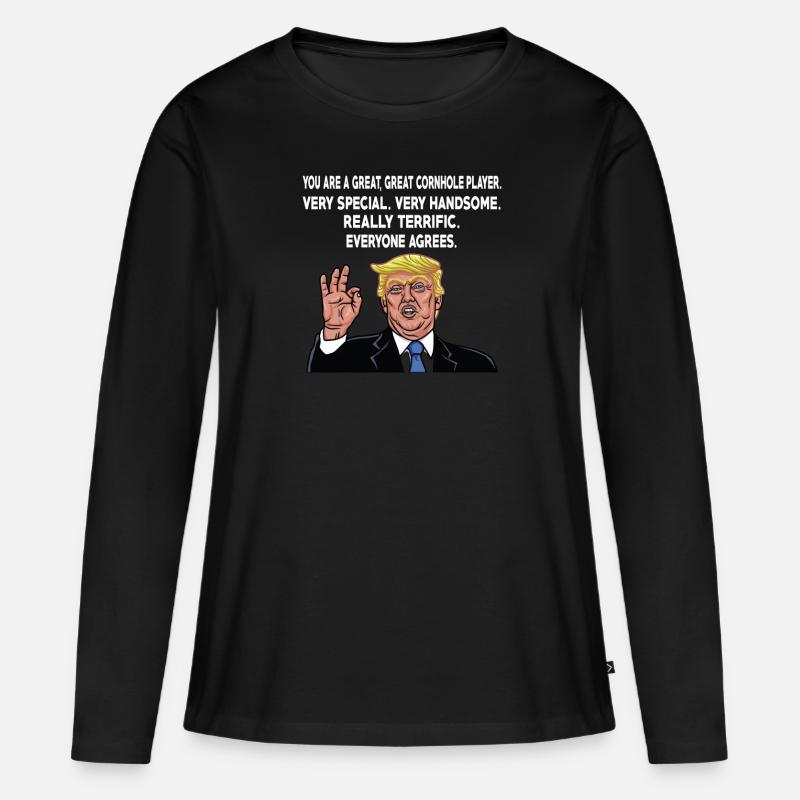 Lustiges Cornhole Shirt - Frauen Premium Bio Langarmshirt - Schwarz