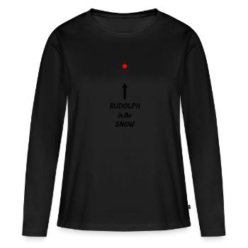 Rudolph dans la neige. Rudolf dans la neige. - T-shirt manches longues Premium bio Femme - noir - Devant - Julia (174cm)