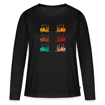 Forklift truck forklift driver gift vintage gift - Women's Premium Organic Long Sleeve Shirt - black - Front - Julia (174cm)