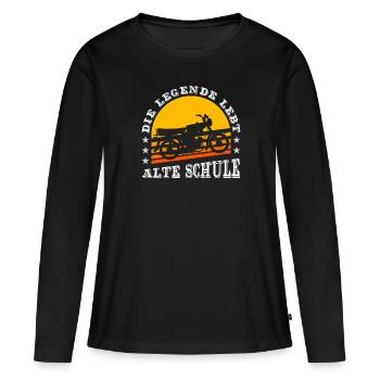 Simson Moped S51 Oldtimer Geschenk Design - Frauen Premium Bio Langarmshirt - Schwarz - Vorne - Julia (174cm)