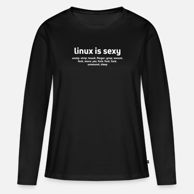 Linux Funny Commands Fsck Unmount Linux-Benutzer - Frauen Premium Bio Langarmshirt - Schwarz