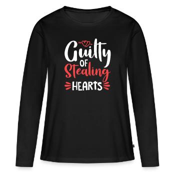 Déclaration d'amour romantique pour la Saint Valentin - T-shirt manches longues Premium bio Femme - noir - Devant - Julia (174cm)