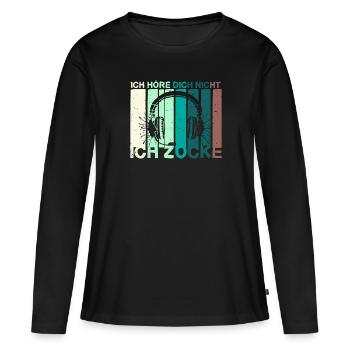 Ich höre dich nicht ich Zocke - Frauen Premium Bio Langarmshirt - Schwarz - Vorne - Julia (174cm)