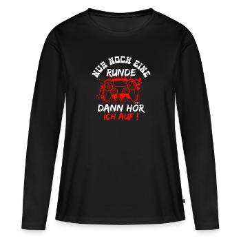 Nur noch eine Runde dann hör ich auf - Frauen Premium Bio Langarmshirt - Schwarz - Vorne - Julia (174cm)