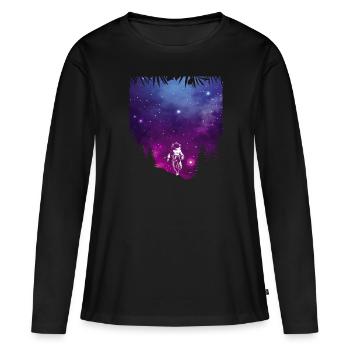 Univers Galaxy Astronaute - T-shirt manches longues Premium bio Femme - noir - Devant - Julia (174cm)