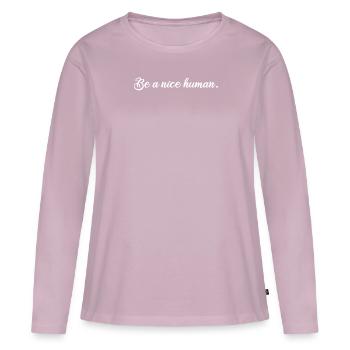 Soyez un bon message positif cool humain - T-shirt manches longues Premium bio Femme - rose poudré - Devant - Julia (174cm)