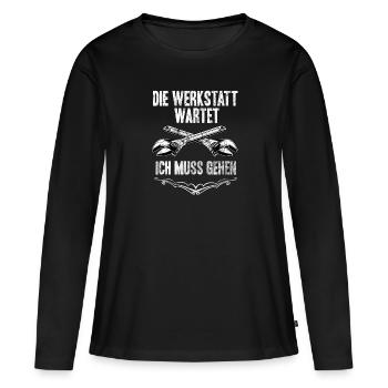 KFZ Mechaniker - Frauen Premium Bio Langarmshirt - Schwarz - Vorne - Julia (174cm)