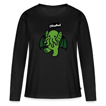 Kleiner Cthulhu - Frauen Premium Bio Langarmshirt - Schwarz - Vorne - Julia (174cm)