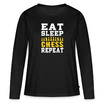Eat sleep chess repeat - Women's Premium Organic Long Sleeve Shirt - black - Front - Julia (174cm)