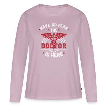 médecin - T-shirt manches longues Premium bio Femme - rose poudré - Devant - Julia (174cm)