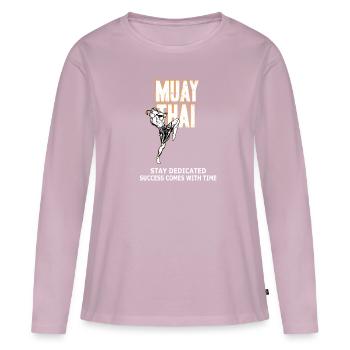 Muay Thai - Frauen Premium Bio Langarmshirt - Altrosa - Vorne - Julia (174cm)