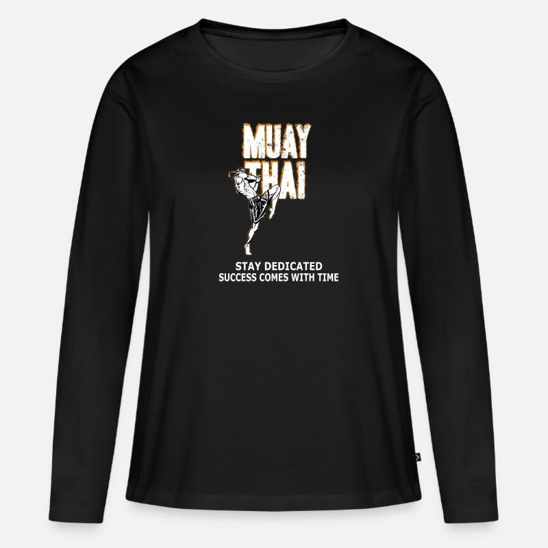 Muay Thai - Frauen Premium Bio Langarmshirt - Schwarz