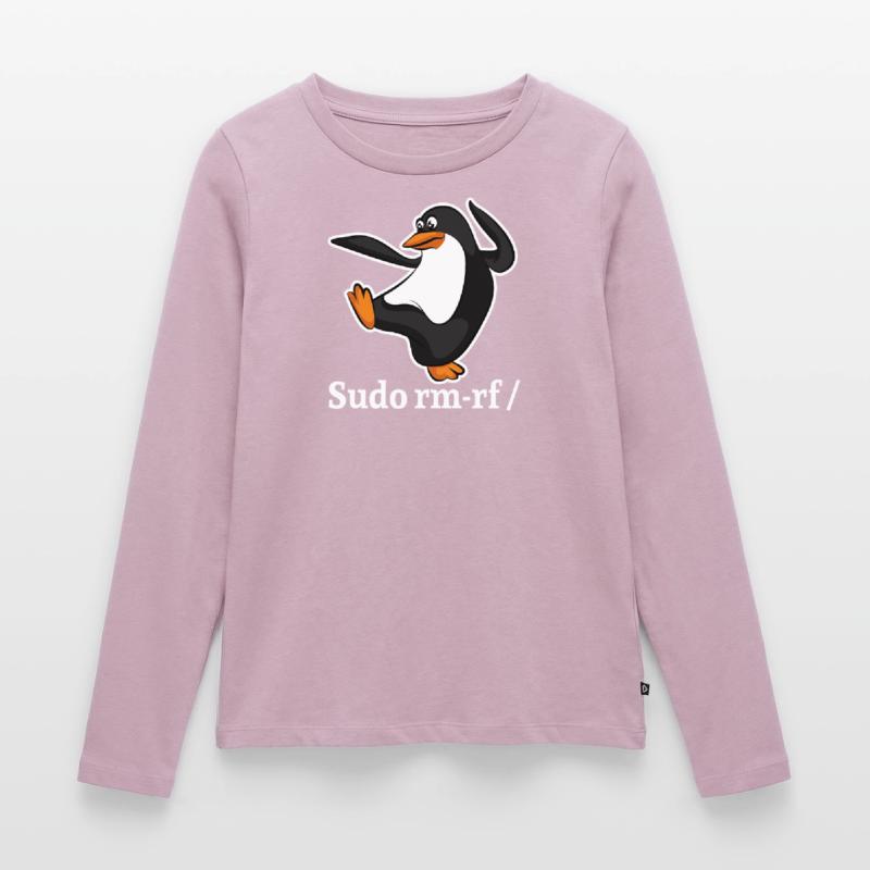 Tux Linux Pinguin Sudo Rm Rf | Computerfreak Hack Frauen Premium Bio Langarmshirt